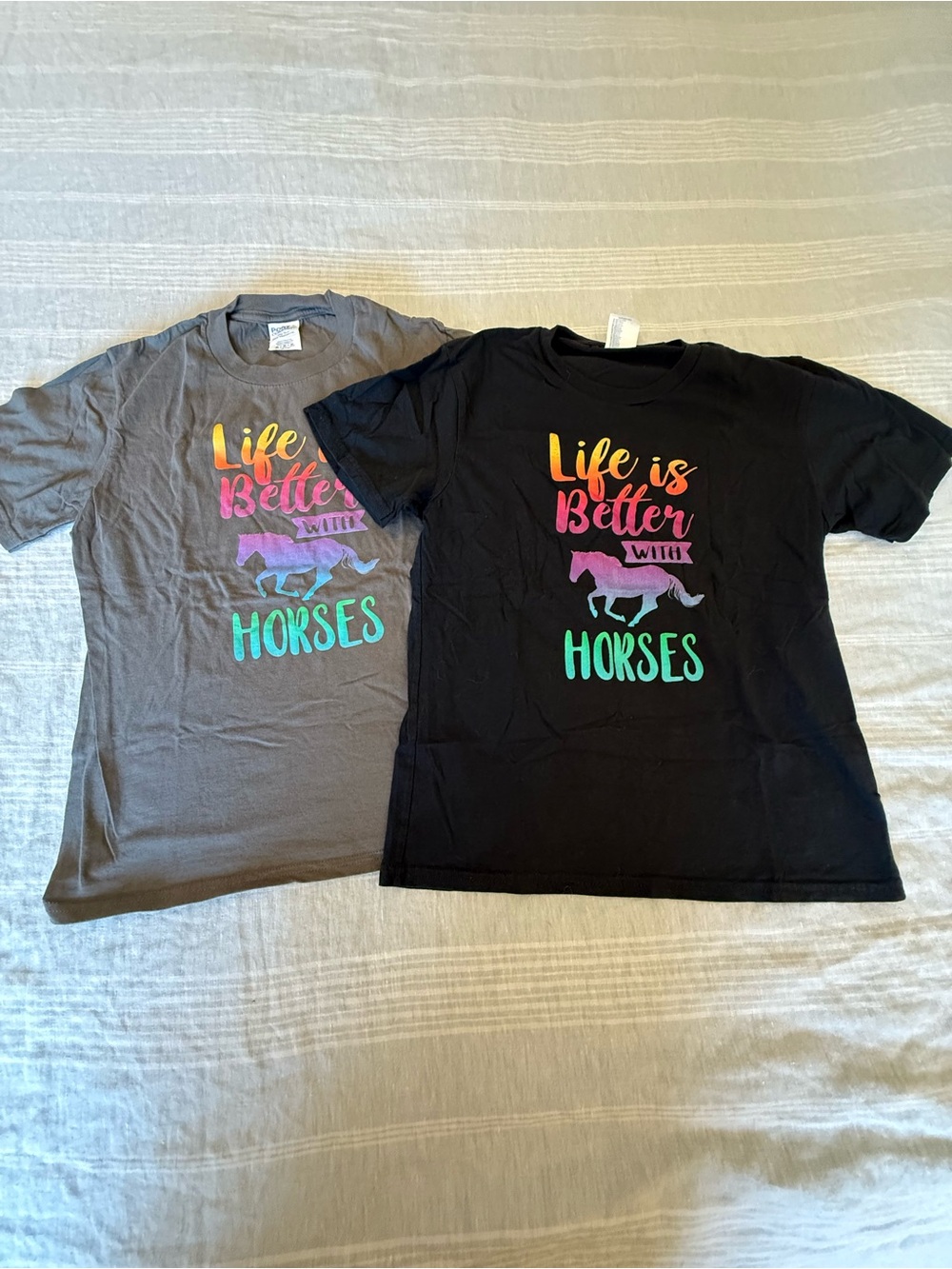 Life Is Better With Horses Graphic Kids Tee - Black